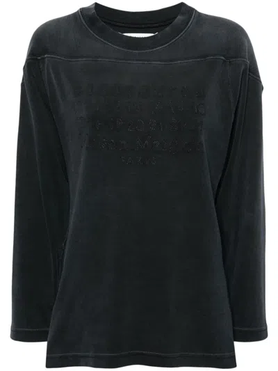 Maison Margiela Cotton Sweatshirt With Number Application In Black