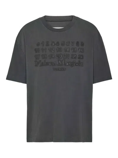Maison Margiela Numbers-embroidered T-shirt In Black