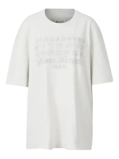 Maison Margiela Numbers-embroidered T-shirt In White