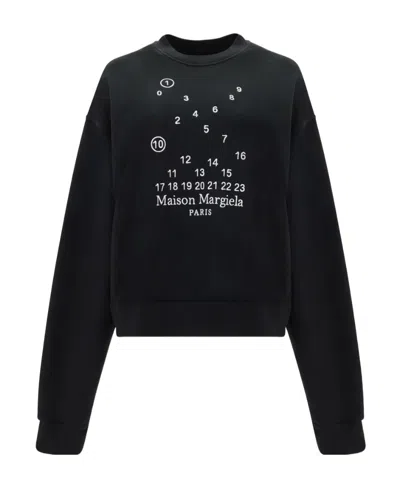 Maison Margiela Numbers-logo Cotton Sweatshirt In Black