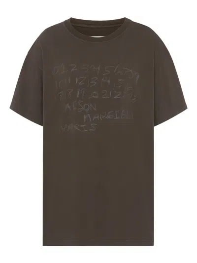Maison Margiela Numbers-motif T-shirt In Brown