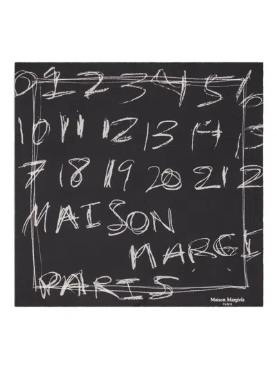 Maison Margiela Numbers Print Foulard In Black