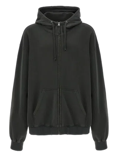 Maison Margiela Men Graphite Cotton Oversize Sweatshirt In Black