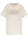 Maison Margiela Butter Coloured T-shirt With Logo Print In Neutrals