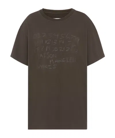 Maison Margiela Numerical Cotton T-shirt In Brown