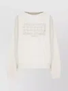 Maison Margiela Crewneck Sweatshirt With Topstitched Log In White