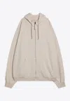 Maison Margiela Oversized Écru Hoodie With Numeric Logo In Neutral