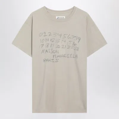 Maison Margiela Numeric Sand Coloured Cotton T Shirt In Neutral