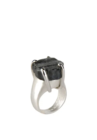 Pre-owned Maison Margiela Nwt $635 Ring Size 8.5 In Metal/rock