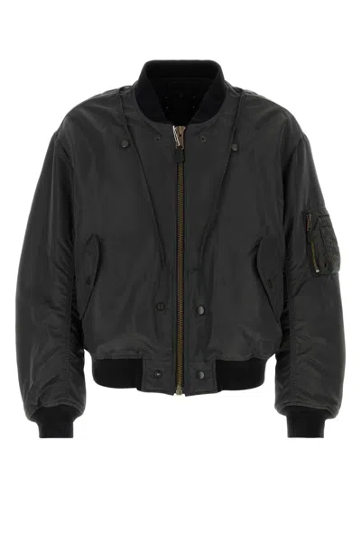 Maison Margiela Nylon Blend Bomber Jacket With Polyester Lining In Black