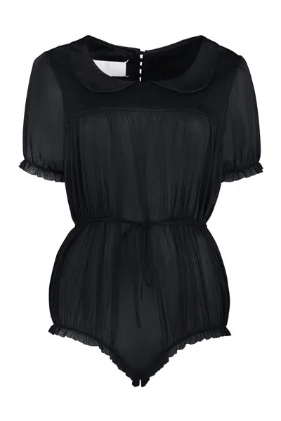 Maison Margiela Nylon Bodysuit In Black