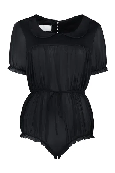 Maison Margiela Nylon Bodysuit In Black