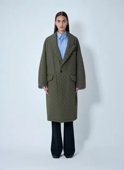Maison Margiela Nylon Quilted  Coat In Green