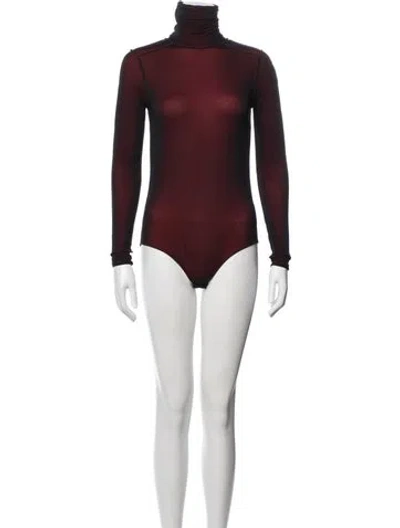 Pre-owned Maison Margiela Nylon Turtleneck Bodysuit In Red