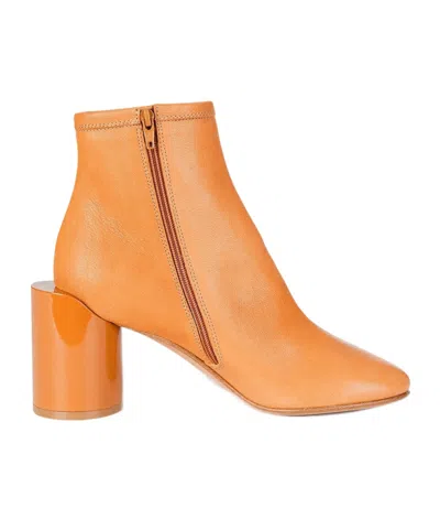 Maison Margiela Off Set Zip-detailed Ankle Boots In Orange