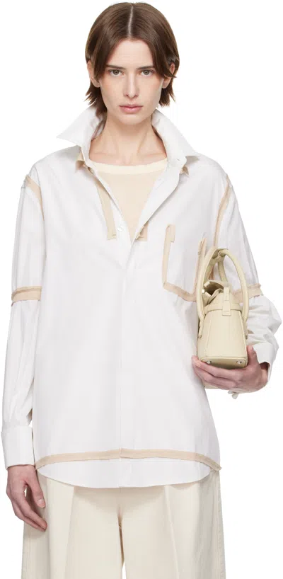 Maison Margiela Off-white Contrast Trim Shirt In 101 White