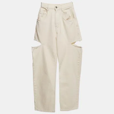 Pre-owned Maison Margiela Off-white Denim Cut-out High Rise Boyfriend Jeans S Waist 23"