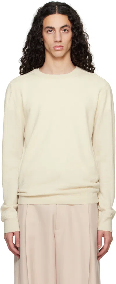 Maison Margiela Off-white Elbow Patch Sweater In 101 Off White