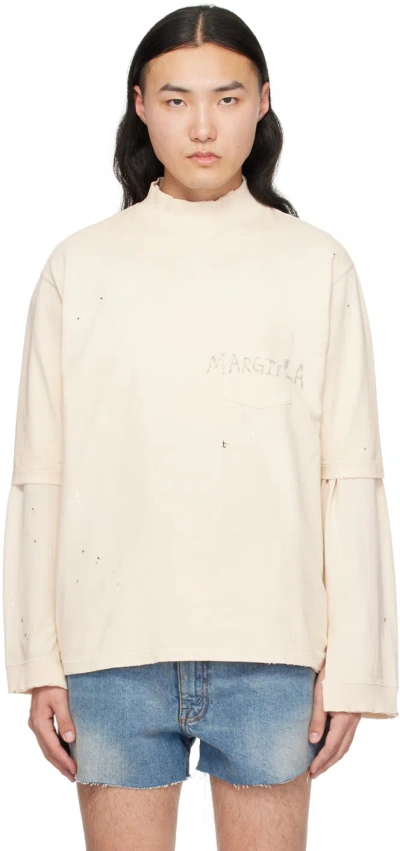 Maison Margiela Off-white Handwritten T-shirt In 102 Dirty Ecru