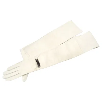 Pre-owned Maison Margiela Off White Long Leather Glove With Chain Detail