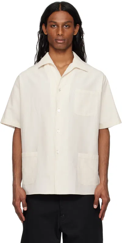 Maison Margiela Off-white Open Spread Collar Shirt In 103m Beige