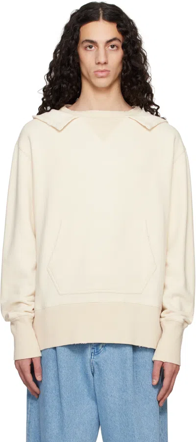 Maison Margiela Off-white Stamp Logo Hoodie In 102 Ecru