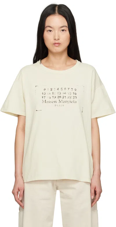 Maison Margiela Off-white Stamp Logo T-shirt In 103 Butter