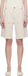 Maison Margiela Off-white Stud Shorts In 103 Ecru