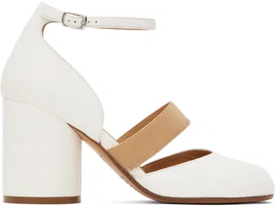 Maison Margiela Off-white Tabi 80 Elastic Band Heels In Ha333 Ivory/nude