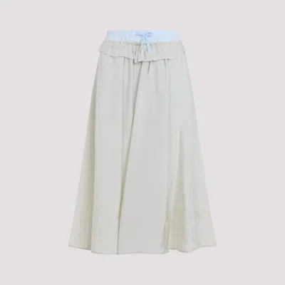 MAISON MARGIELA OFF WHITE VISCOSE MIDI SKIRT