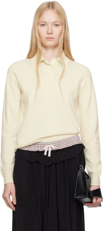Maison Margiela Off-white Wool Polo In 101 Off-white