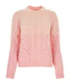Maison Margiela Cable Knit Mohair Blend Sweater In Pink
