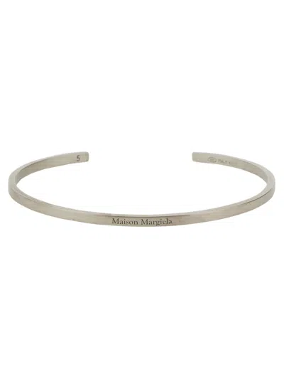 Maison Margiela Open Bracelet With Logo In Silver