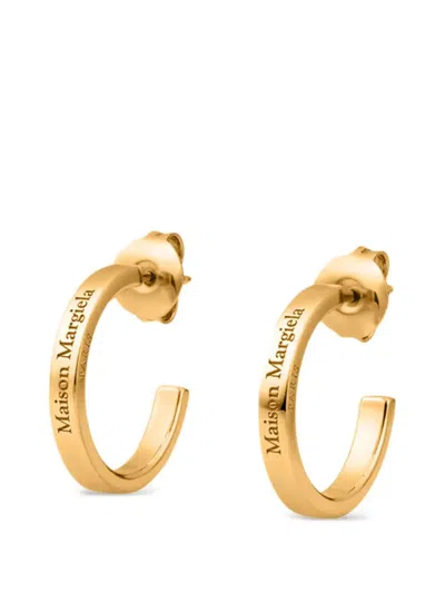 Maison Margiela Hoop Earrings With Logo In Gold
