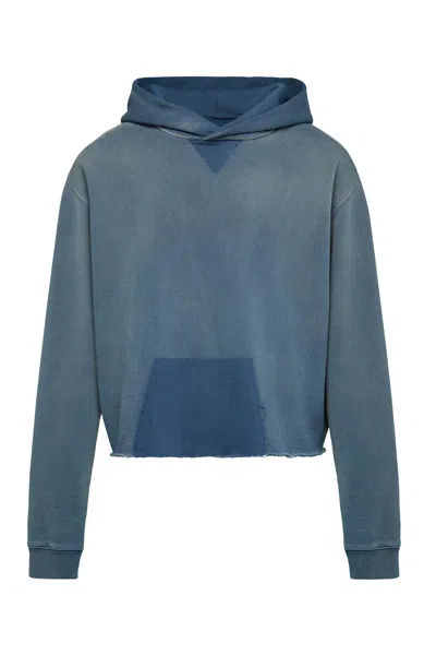 Maison Margiela Organic Cotton Logo Hoodie Man Blue