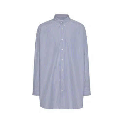 Maison Margiela Organic Cotton Oxford Shirt Man Blue Stripes