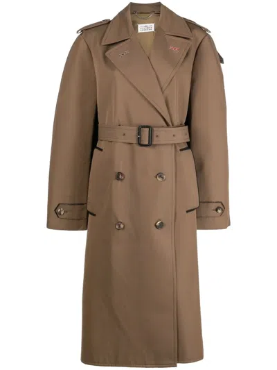 Maison Margiela Double-breasted Trench Coat In Brown