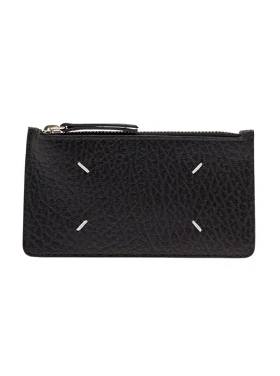 Maison Margiela Black Card-holder With Four  Signature Stitching