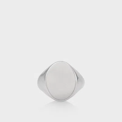 Maison Margiela Oval Chevaliere Ring Unisex Silver In White