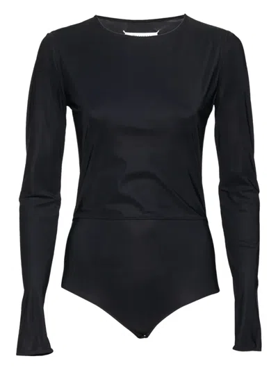 Pre-owned Maison Margiela Overlay Long-sleeves Bodysuit In Black