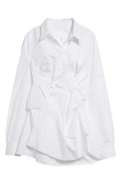 Maison Margiela Oversize Décortiqué Raw Hem Button-up Shirt In White