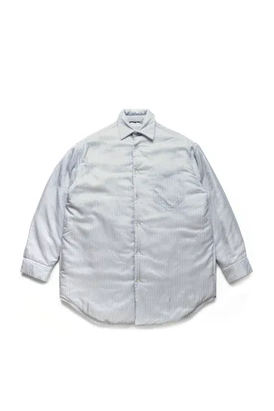 Maison Margiela Oversize Puffer Overshirt With Stripes Blue