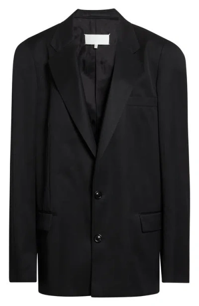 Maison Margiela Oversize Single Breasted Virgin Wool Blazer In Black