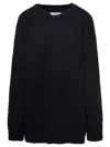 Maison Margiela Oversized Black Sweater With Ribbed Trim In Cotton Blend Woman