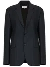 Maison Margiela Mohair-wool Blend Suit Coat In Black In Blue
