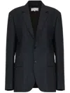 Maison Margiela Mohair-wool Blend Suit Coat In Black In Midnight Blue
