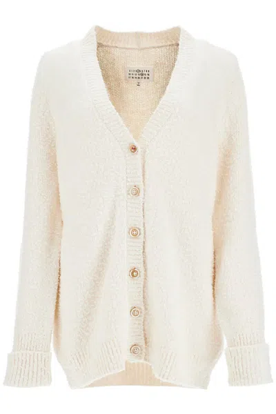 Maison Margiela Cardigan Oversize In Misto Cotone In White