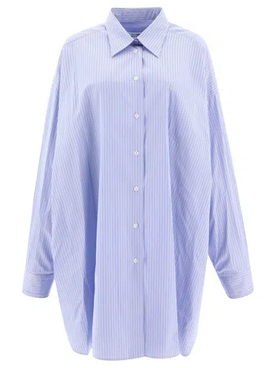 Maison Margiela Oversized Cotton Shirt In Blue