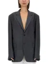 Maison Margiela Oversized Mohair Wool Blazer In Gray