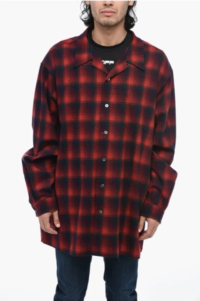 Maison Margiela Oversized Pedleton Shirt With Tartan Motif In Red